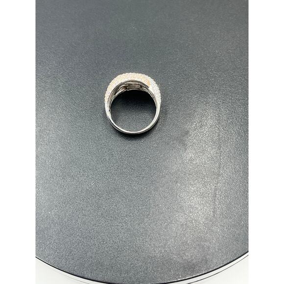 YGI 925 CN Tri-tone Sparkling Micro Pave CZ Overpass Iced Chunky Ring Sz 8.5 - Picture 6 of 9